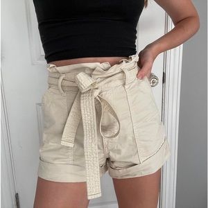 Abercrombie & Fitch khaki high waisted tie shorts